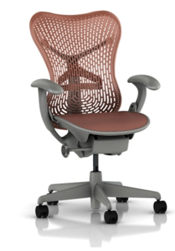 Herman Miller Mirra Chair with Terra Cotta TriFlex polymer Back and Seat with Shadow Grey Frame