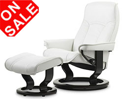 Stressless Governor and Senator Classic Recliner Chair and Ottoman