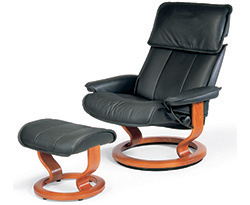 Stressless Admiral Recliner Chair and Ottoman Clearance Specials