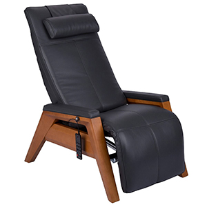 Human Touch Gravis ZG Massage Chair Zero Gravity Recliner Gray Leather with Beech Wood