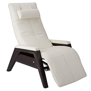 Human Touch Gravis ZG Massage Chair Zero Gravity Recliner Bone Leather with Mahogany Wood