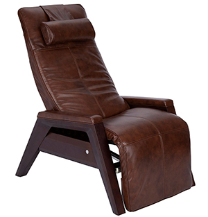 Human Touch Gravis ZG Massage Chair Zero Gravity Recliner Saddle Leather with Mahogany Wood