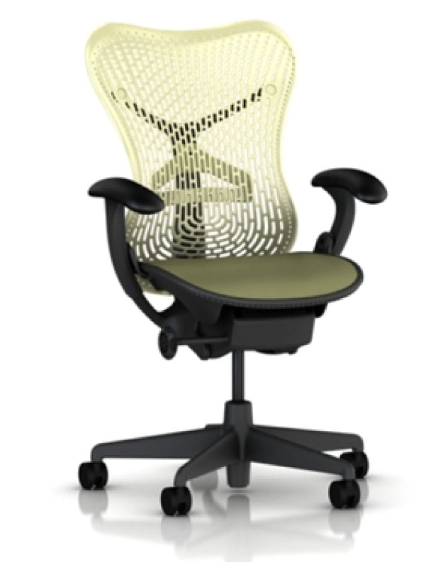 Herman Miller Mirra Chair with Citron TriFlex polymer Back and Seat with Graphite Frame