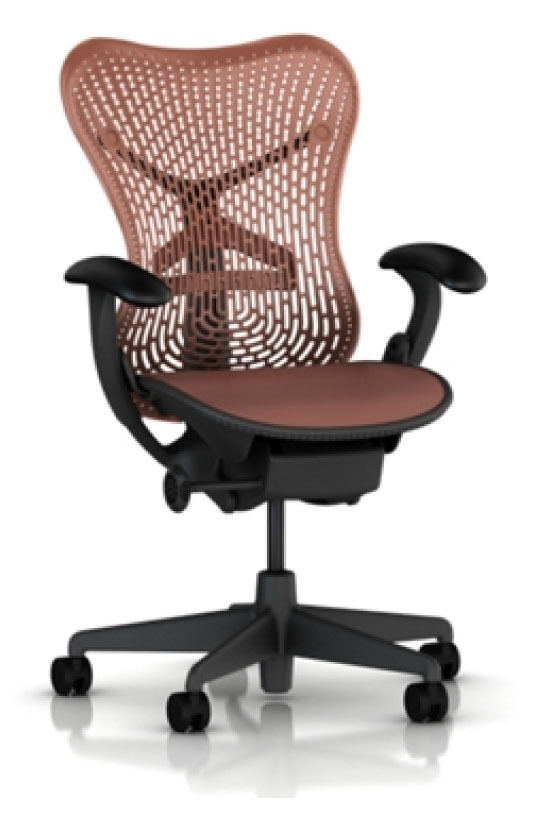 Herman Miller Mirra Chair with Terra Cotta TriFlex polymer Back and Seat with Graphite Frame