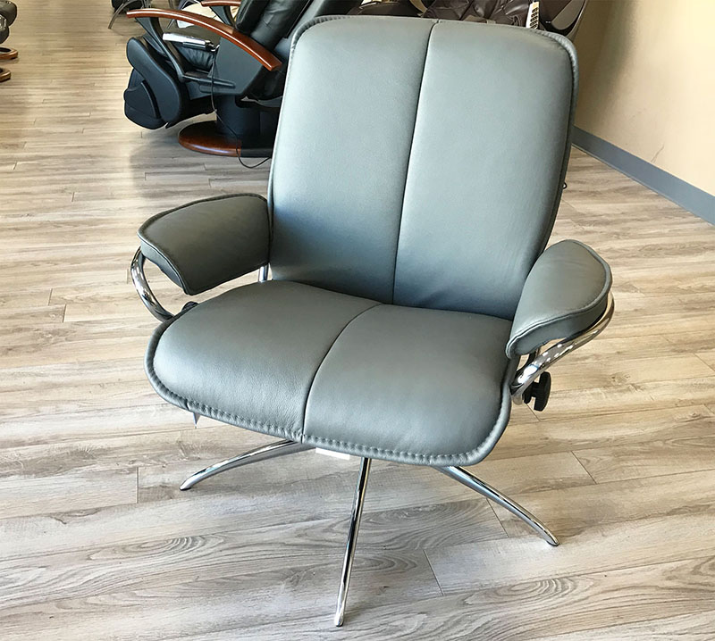 Stressless City Low Back Recliner Chair Batick Grey 09379 Leather by Ekornes