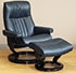 Stressless Crown Cori Fog Leather Recliner Chair and Ottoman
