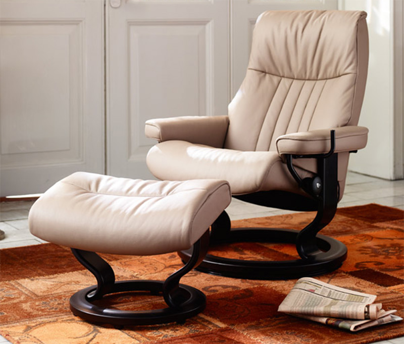 Stressless Crown Recliner Chair and Ottoman