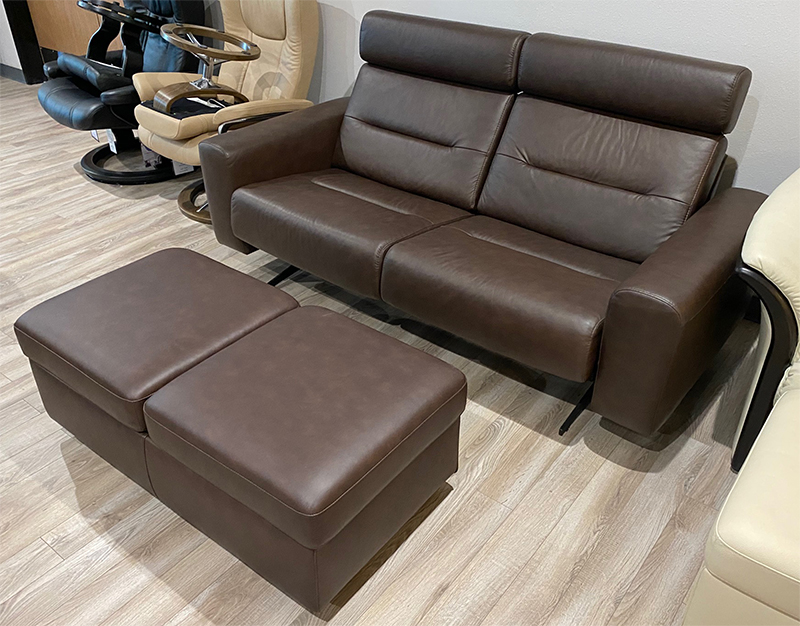 Stressless Emily Power Loveseat Sofa in Paloma Chocolate Leather by Ekornes
