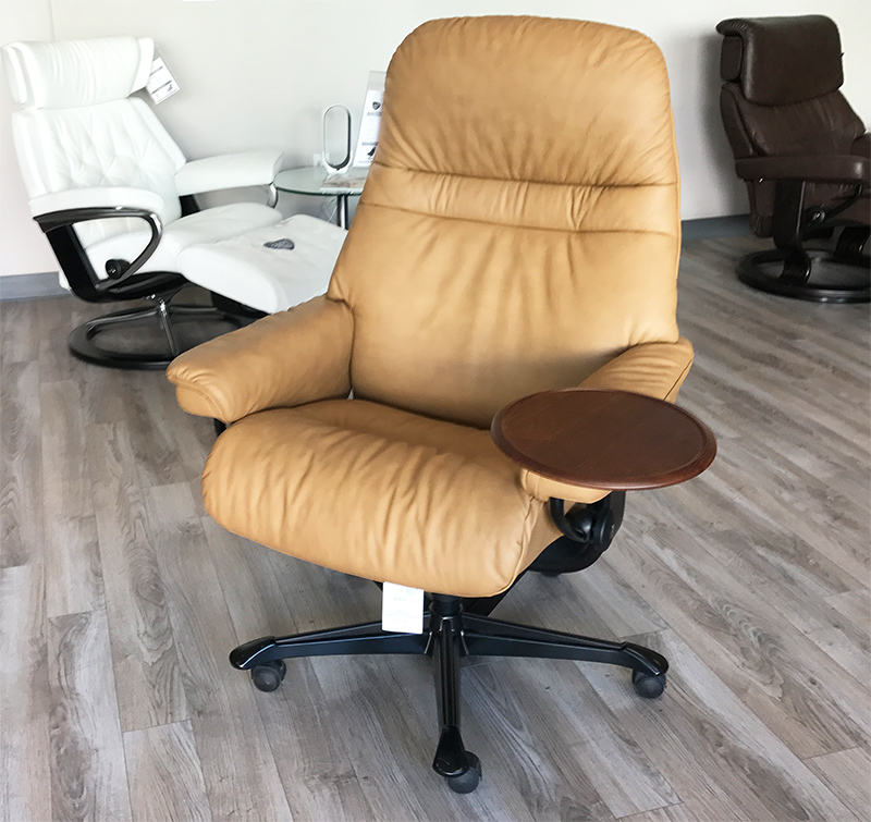 Stressless Sunrise Office Desk Chair Recliner in Paloma Taupe Leather by Ekornes