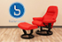 Stressless Sunrise Large Recliner Chair and Ottoman in Paloma Tomato Leather