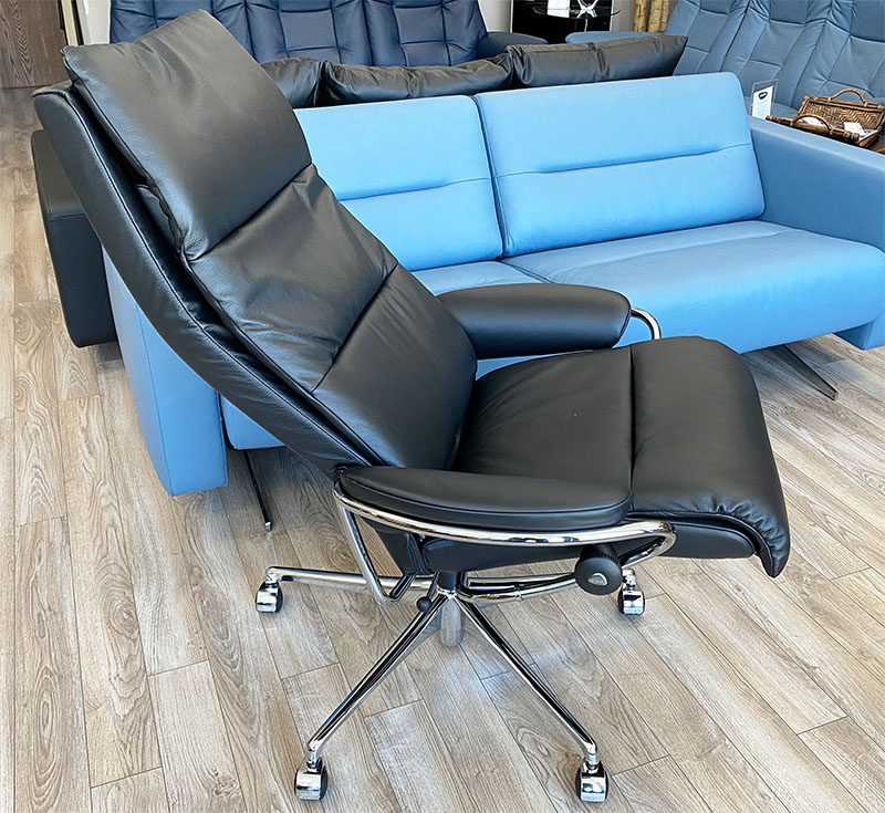 Stressless Tokyo High Back Office Desk Chair Recliner in Paloma Black Leather by Ekornes
