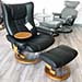 Stressless Wing Medium Recliner and  Ottoman - Paloma Black Leather