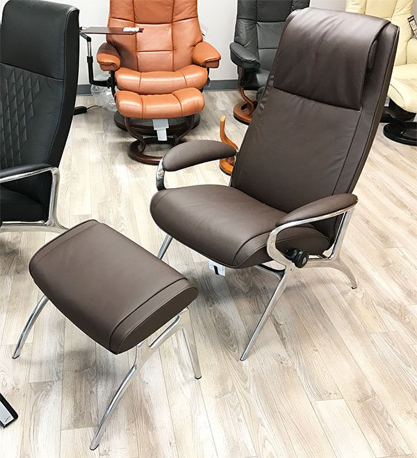 Stressless YOU James Aluminum Recliner Chair in Batick Brown Leather Recliner Chair by Ekornes