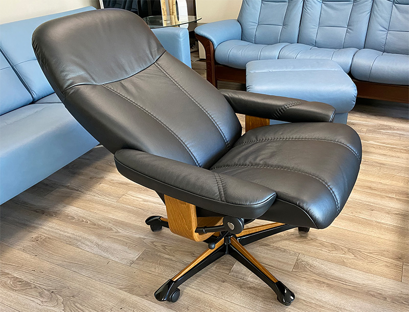 Stressless Consul Office Desk Chair Recliner in Batick Black Leather