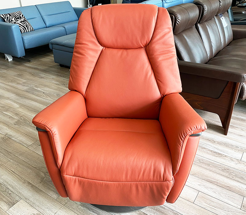 Stressless Max Power Recliner Swivel Relaxer Chair in Paloma Henna Leather by Ekornes