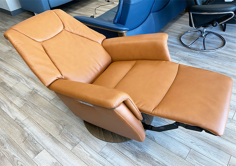 Stressless Max Power Recliner Swivel Relaxer Chair in Paloma New Cognac Leather by Ekornes