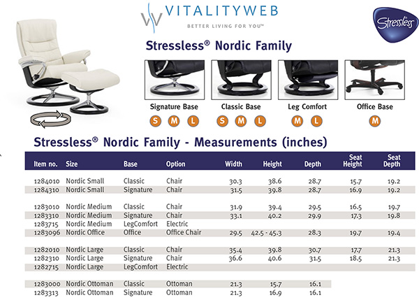 Stressless Nordic Recliner Chair and Ottoman Measurements