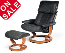 Stressless Admiral Classic Recliner Chair and Ottoman