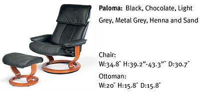 Stressless Admiral Classic Large Base Paloma Black Leather Recliner Chair and Ottoman by Ekornes