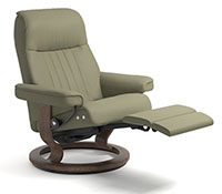 Stressless Crown LegComfort Power Extending Footrest with Classic Wood Base