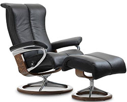 Stressless Piano Signature Base Chair Recliner and Ottoman