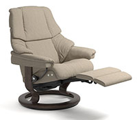 Stressless Reno Dual Power Extending Footrest with Classic Wood Base