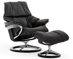 Stressless Reno Signature Base Chair Recliner and Ottoman