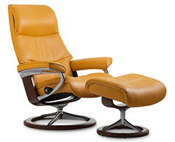 Stressless View Signature Base Recliner Chair and Ottoman