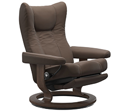 Stressless Wing LegComfort Power Extending Footrest with Classic Wood Base Recliner Chair