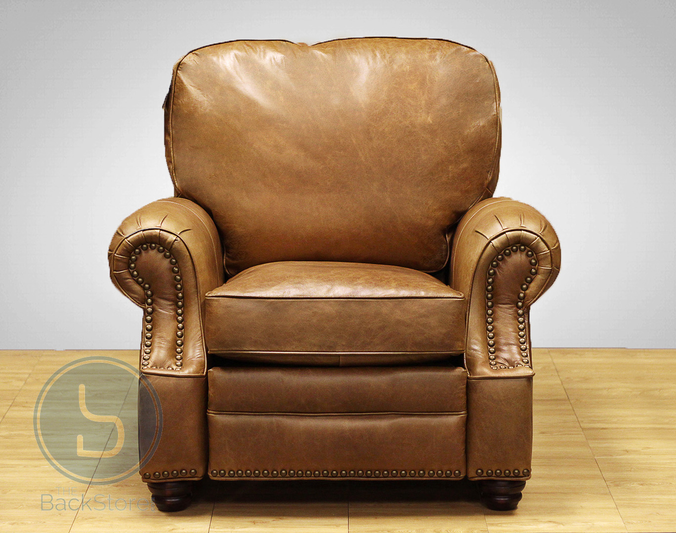 BarcaLounger LongHorn II Reclinier 7-4727 - Saddle Top Grain Leather 5401-16 - Espresso Wood Legs