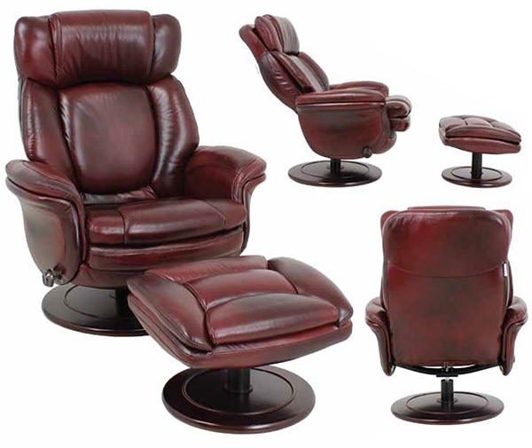 Barcalounger Leather Lumina II Recliner Chair and Ottoman
