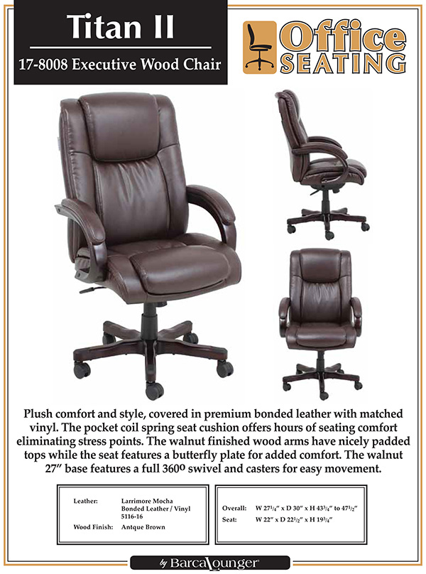 Barcalounger Titan II Home Office Desk Chair Dimensions