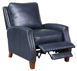 Barcalounger Melrose Shoreham Blue Leather Recliner Chair 