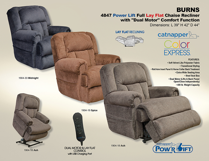 Catnapper Burns 4847 Dual Motor Lift Chair Recliner Colors