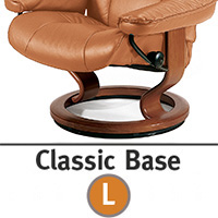 Stressless Reno Large Classic Hourglass Wood Base Recliner Chair and Ottoman