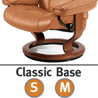 Stressless Reno Classic Hourglass Wood Base Recliner Chair and Ottoman