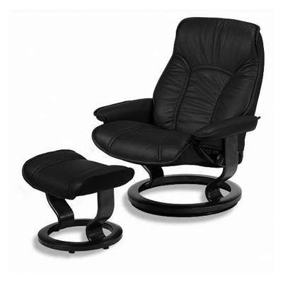 Stressless Senator Leather Ergonomic Recliner and Ottoman by Ekornes