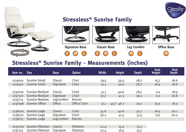 Stressless Sunrise Family Recliner Chair Dimensions from Ekornes