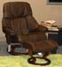 Stressless Tampa Small Reno Paloma Chocolate Leather Recliner Chair and Ottoman