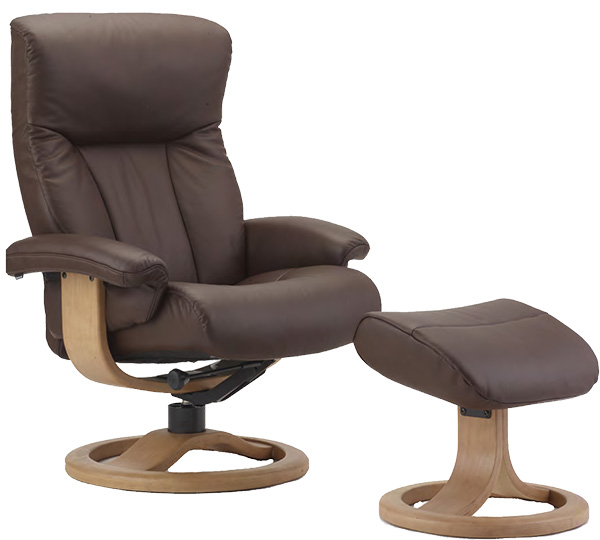 Fjords Scandic Leather Recliner Chair and Ottoman