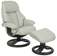 Fjords Alfa 510 R Frame Ergonomic Recliner Chair and Ottoman in Shadow Grey Leather Scandinavian Lounger