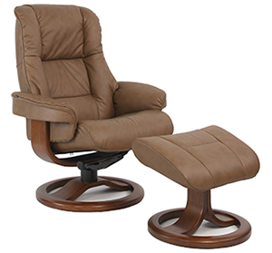 Fjords Loen 855 Ergonomic Recliner Chair and Ottoman in Cappuccino Leather - Scandinavian Lounger
