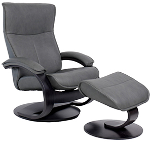 Fjords Senator C Frame Ergonomic Recliner Chair and Ottoman in Grey Premium Astro Line Leather