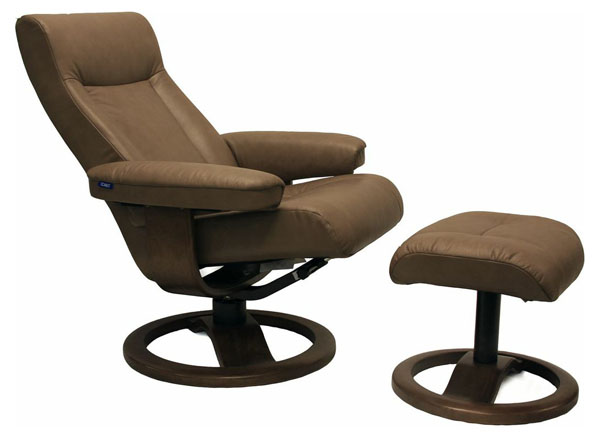 Cappuccino Leather Fjords ScanSit 110 Recliner Chair and Ottoman 