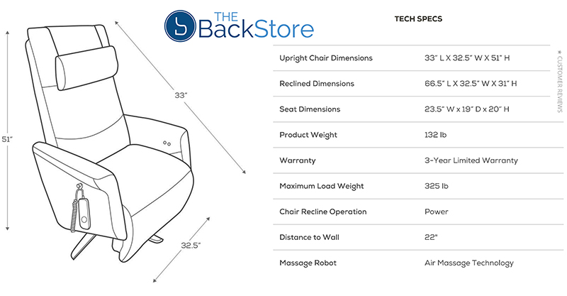 Human Touch Circa ZG Chair Zero Gravity Massage Chair Recliner Dimensions