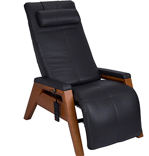 Human Touch Gravis ZG Massage Chair Zero Gravity Recliner Black Leather with Beech Wood