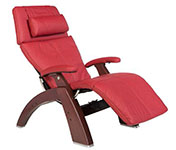 Red Leather with Chestnut Wood Base Series 2 Classic Human Touch PC-420 PC-600 PC-610 Perfect Chair Recliner by Human Touch