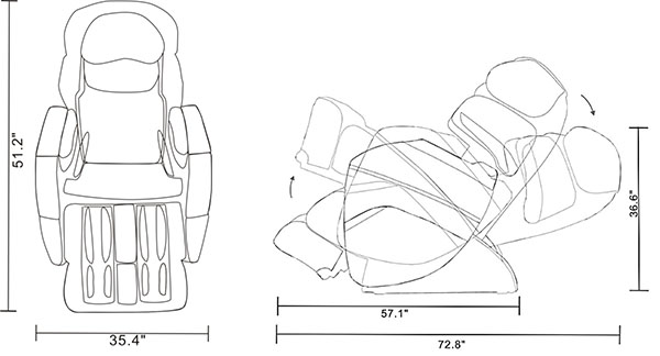 Osaki OS-3D Pro Cyber Zero Gravity Massage Chair Dimensions