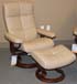 Stressless Oxford Large Recliner Chair and Ottoman in Paloma Sand Leather by Ekornes