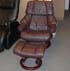 Stressless Vegas Large Reno Recliner Chair and Ottoman in Royalin Amarone Leather